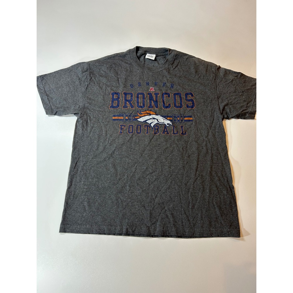 NFL Team Apparel T-Shirt Men's XL Charcoal Gray Denver Broncos Football Graphic